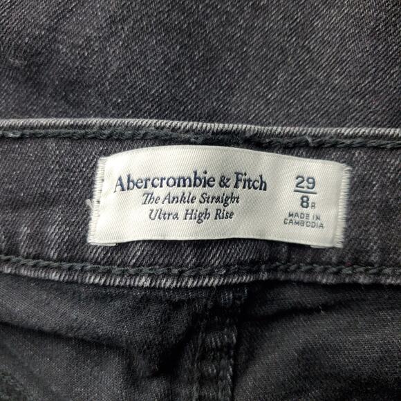 Abercrombie & Fitch Womens Black Ankle Straight Ultra High Rise Jeans Size 29 - Picture 3 of 5